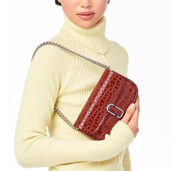 NWT! New Marc Jacobs J Marc Mini Shoulder Bag -Croc-embossed Leather Cognac 3way - Picture 1 of 16